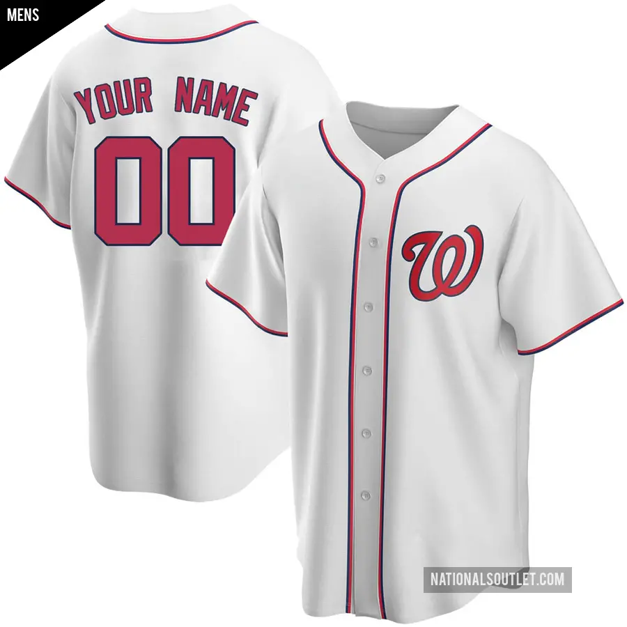 Men's Washington Nationals ＃00 Custom Replica White Home Jersey