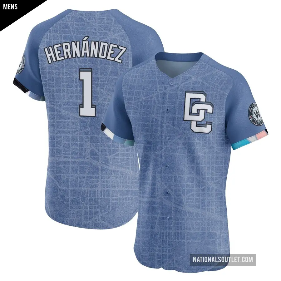 Men's Washington Nationals ＃1 Cesar Hernandez Elite Blue 2025 City Connect Jersey