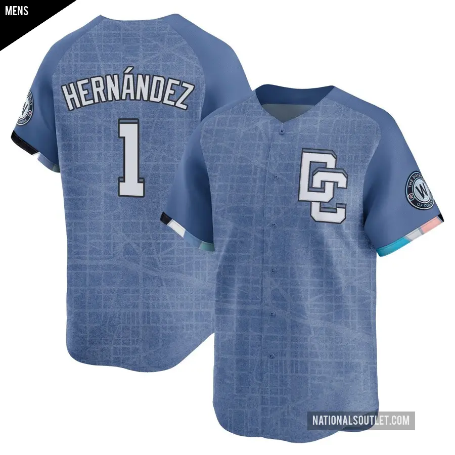 Men's Washington Nationals ＃1 Cesar Hernandez Limited Blue 2025 City Connect Jersey