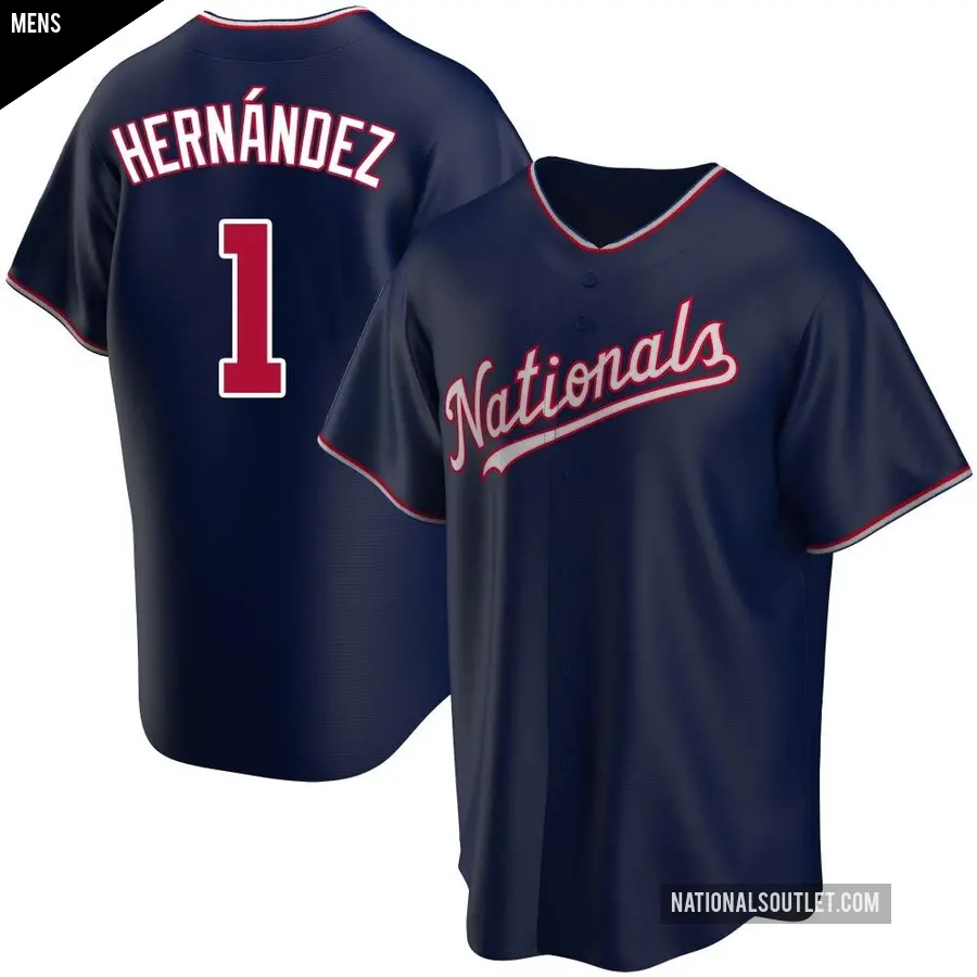 Men's Washington Nationals ＃1 Cesar Hernandez Replica Navy Alternate Jersey
