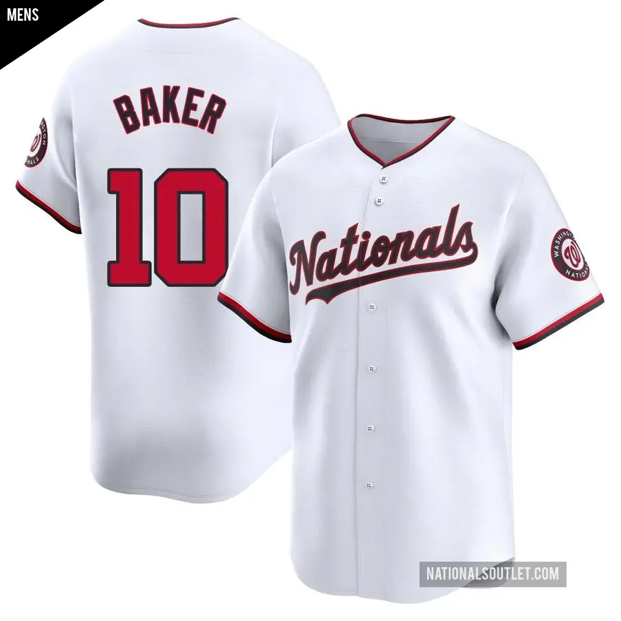 Men's Washington Nationals ＃10 Darren Baker Limited White Home Jersey