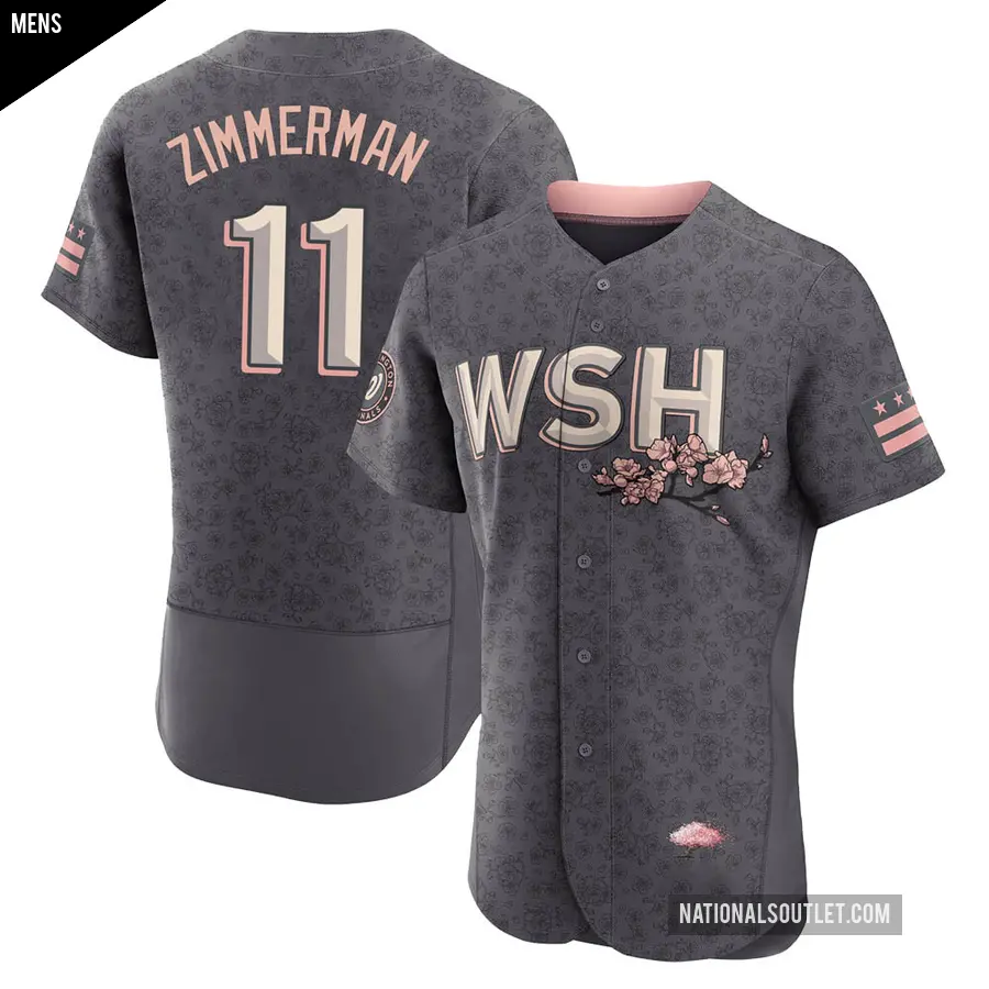 Men's Washington Nationals ＃11 Ryan Zimmerman Authentic Gray 2022 City Connect Jersey
