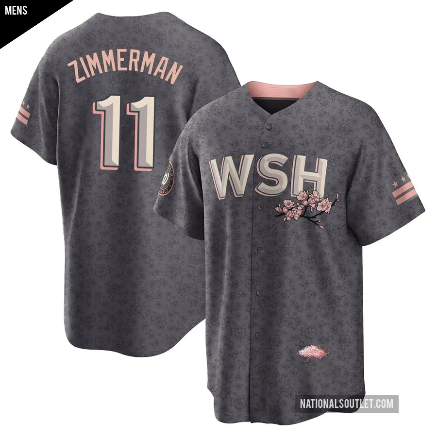 Men's Washington Nationals ＃11 Ryan Zimmerman Replica Gray 2022 City Connect Jersey
