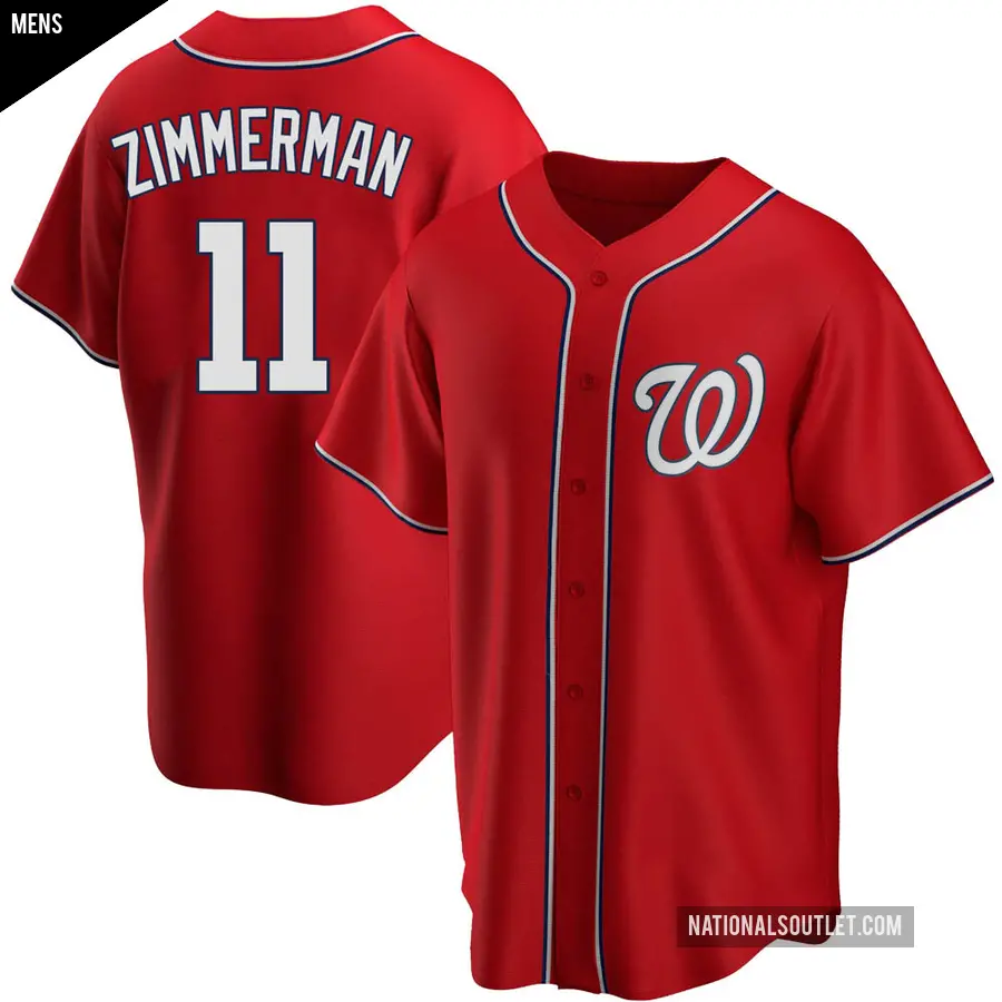 Men's Washington Nationals ＃11 Ryan Zimmerman Replica Red Alternate Jersey