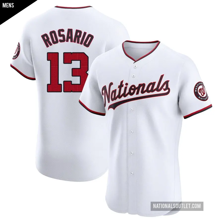 Men's Washington Nationals ＃13 Amed Rosario Elite White Home Jersey
