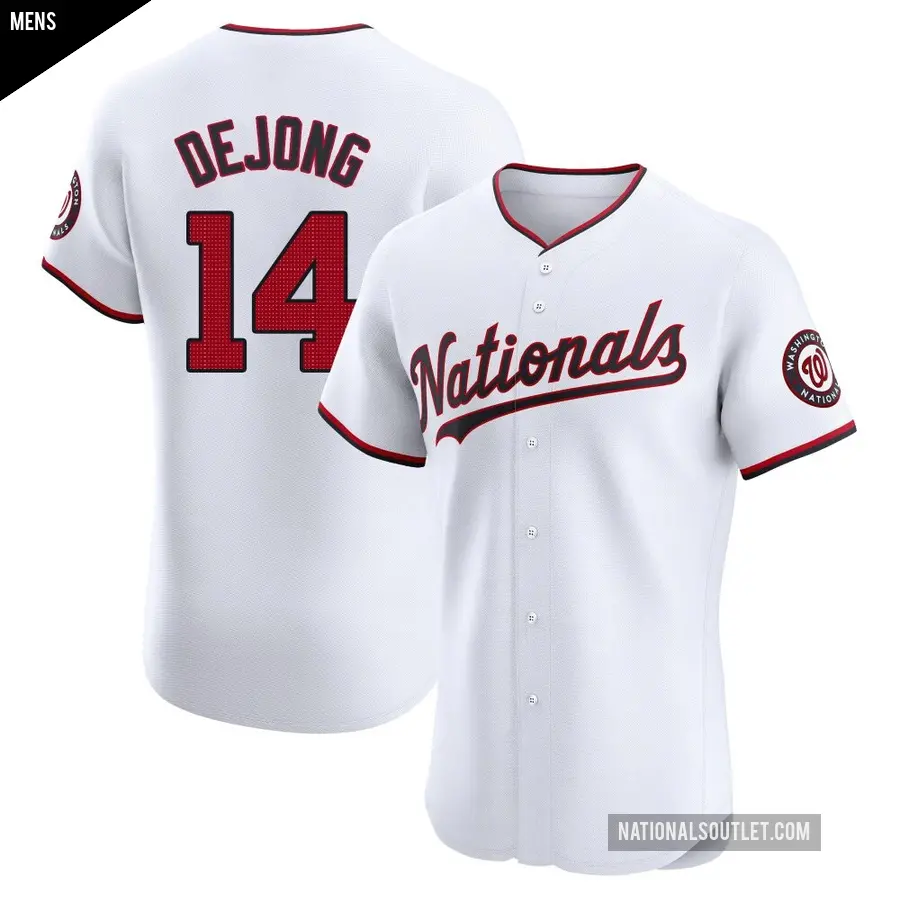 Men's Washington Nationals ＃14 Paul DeJong Elite White Home Jersey