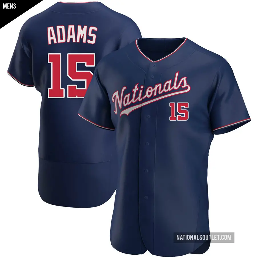 Men's Washington Nationals ＃15 Riley Adams Authentic Navy Alternate Jersey