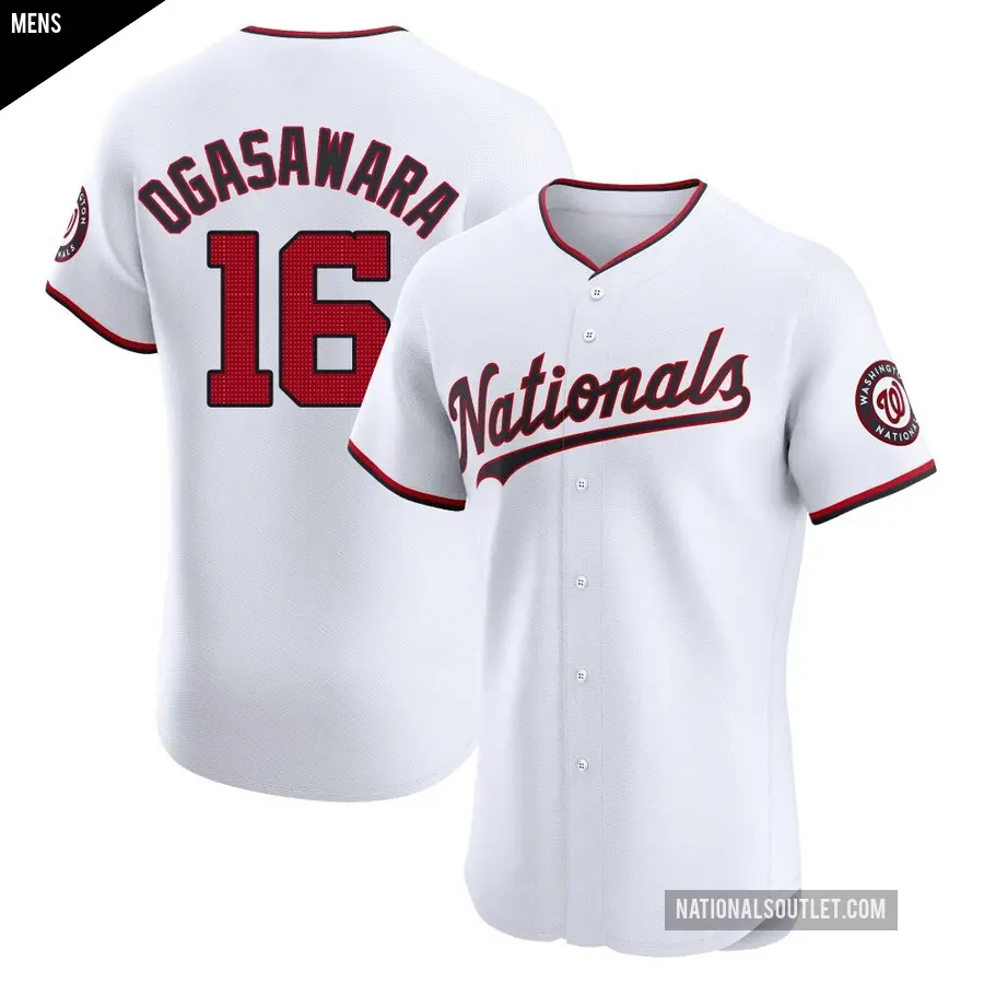 Men's Washington Nationals ＃16 Shinnosuke Ogasawara Elite White Home Jersey