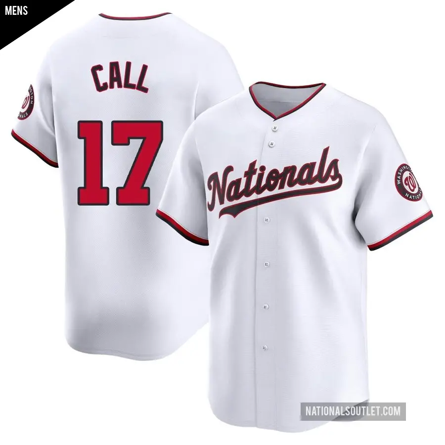 Men's Washington Nationals ＃17 Alex Call Limited White Home Jersey