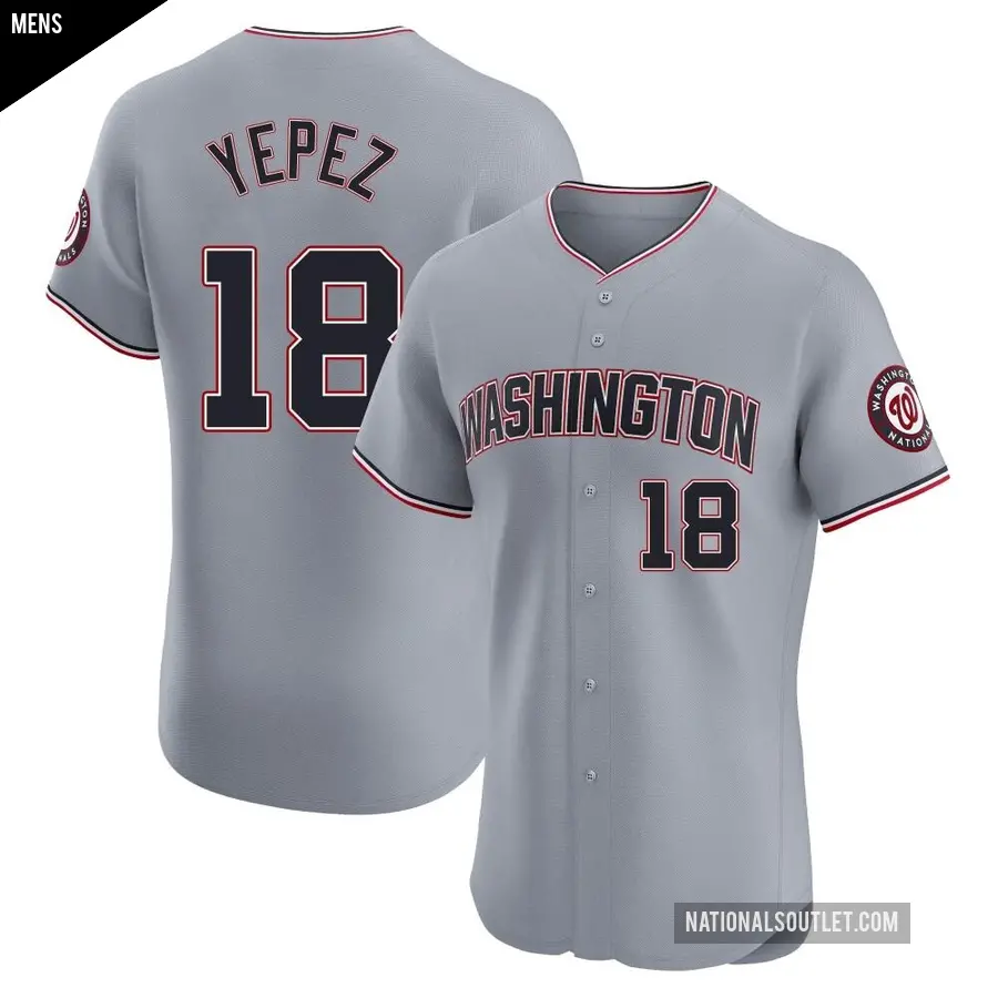 Men's Washington Nationals ＃18 Juan Yepez Elite Gray Road Jersey