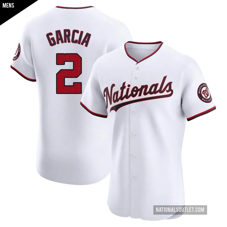 Men's Washington Nationals ＃2 Luis Garcia Jr. Elite White Home Jersey