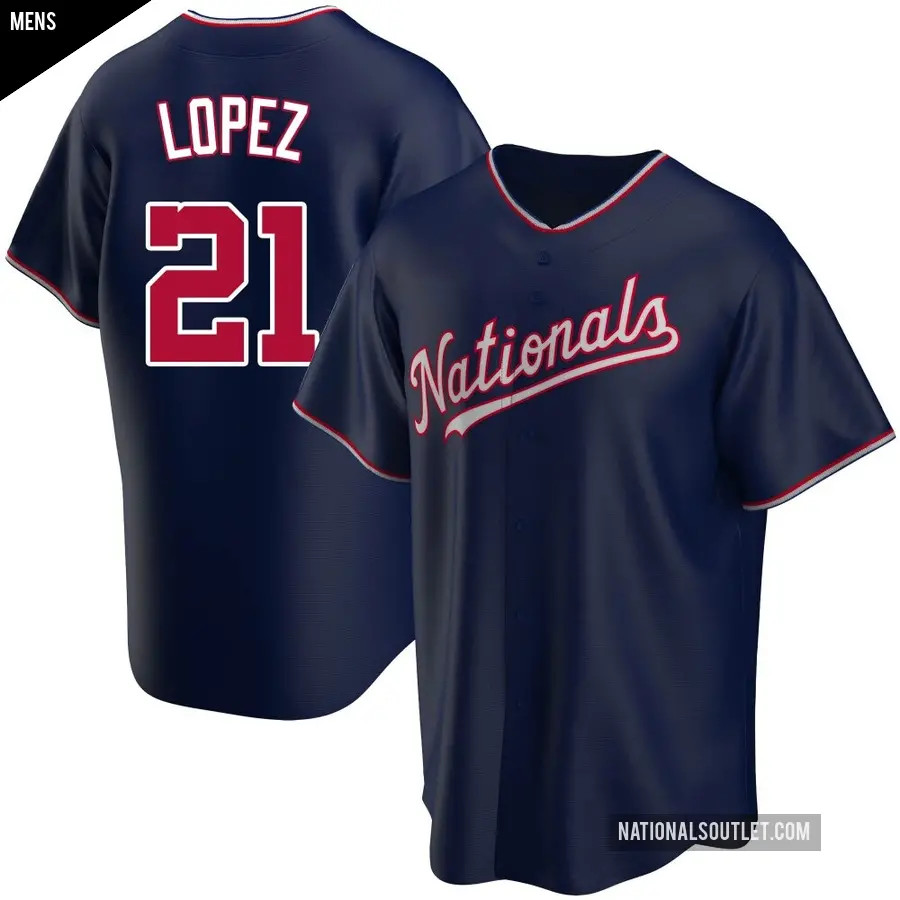 Men's Washington Nationals ＃21 Jorge Lopez Replica Navy Alternate Jersey