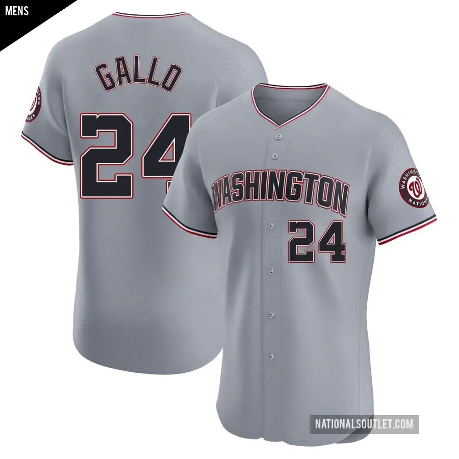 Men's Washington Nationals ＃24 Joey Gallo Elite Gray Road Jersey
