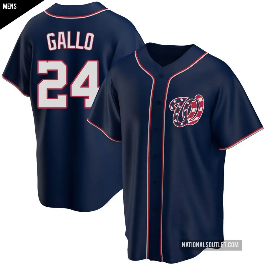 Men's Washington Nationals ＃24 Joey Gallo Replica Navy Alternate Team Jersey