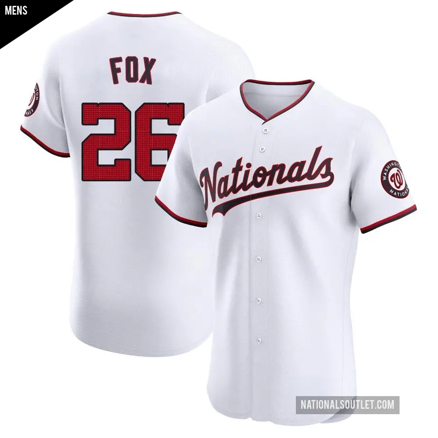 Men's Washington Nationals ＃26 Lucius Fox Elite White Home Jersey