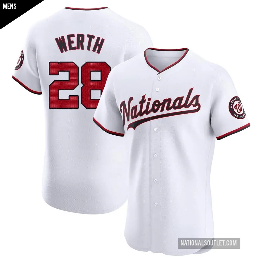 Men's Washington Nationals ＃28 Jayson Werth Elite White Home Jersey