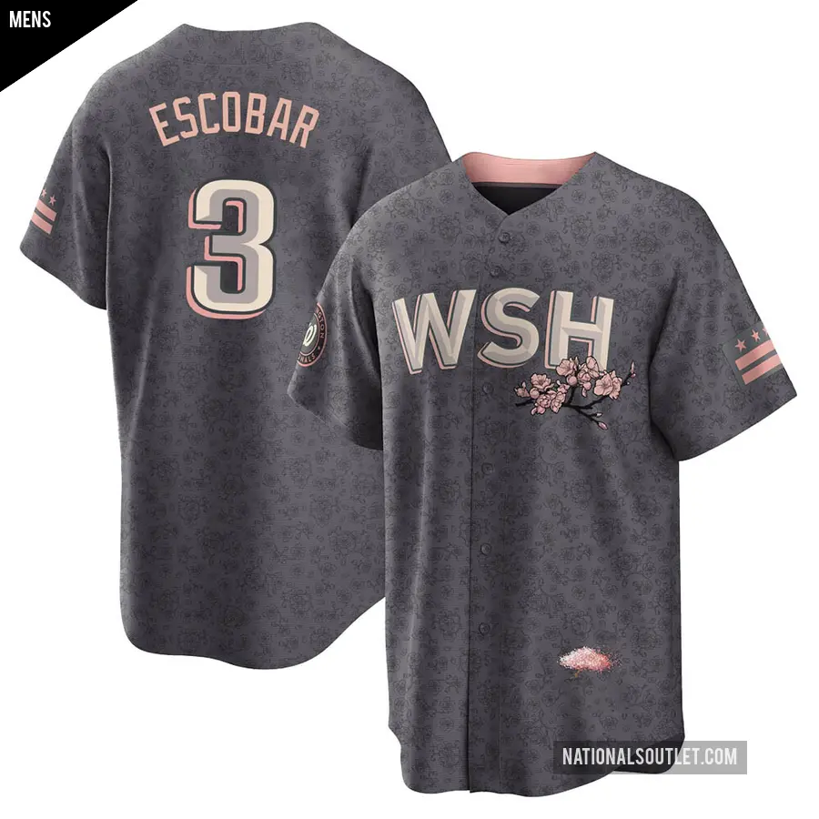 Men's Washington Nationals ＃3 Alcides Escobar Replica Gray 2022 City Connect Jersey