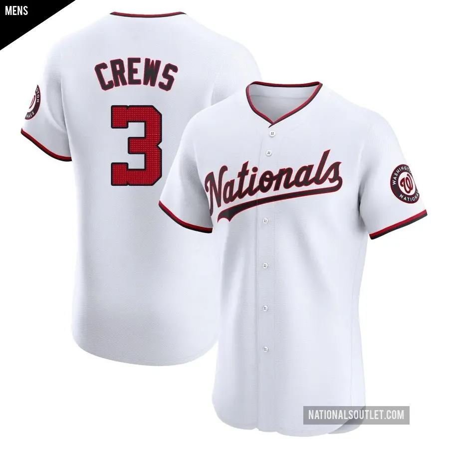 Men's Washington Nationals ＃3 Dylan Crews Elite White Home Jersey