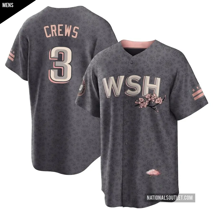 Men's Washington Nationals ＃3 Dylan Crews Replica Gray 2022 City Connect Jersey