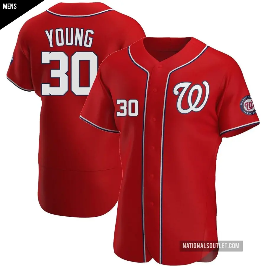 Men's Washington Nationals ＃30 Jacob Young Authentic Red Alternate Jersey