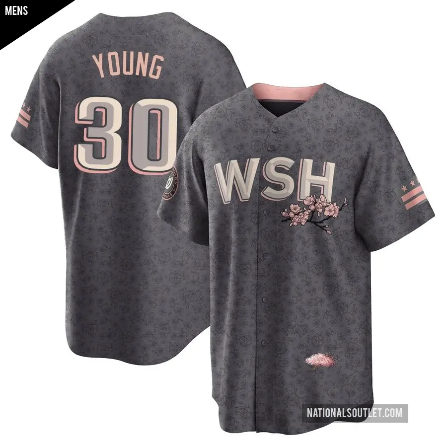 Men's Washington Nationals ＃30 Jacob Young Replica Gray 2022 City Connect Jersey