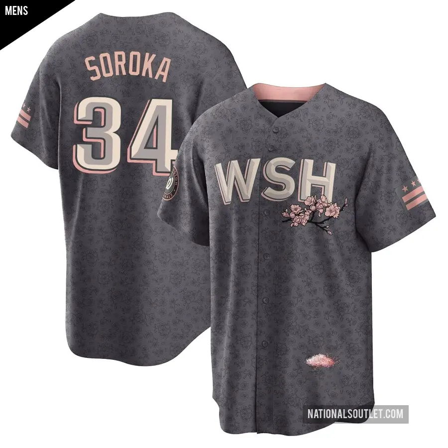 Men's Washington Nationals ＃34 Michael Soroka Replica Gray 2022 City Connect Jersey