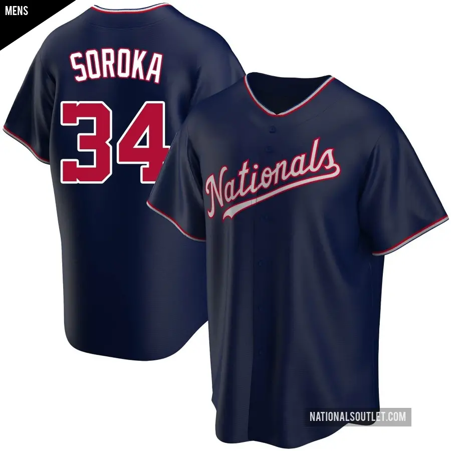 Men's Washington Nationals ＃34 Michael Soroka Replica Navy Alternate Jersey