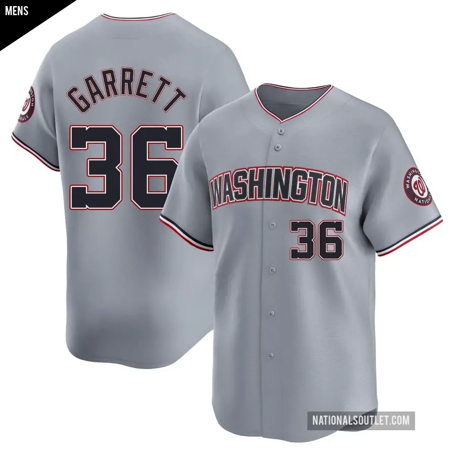 Men's Washington Nationals ＃36 Stone Garrett Limited Gray Road Jersey