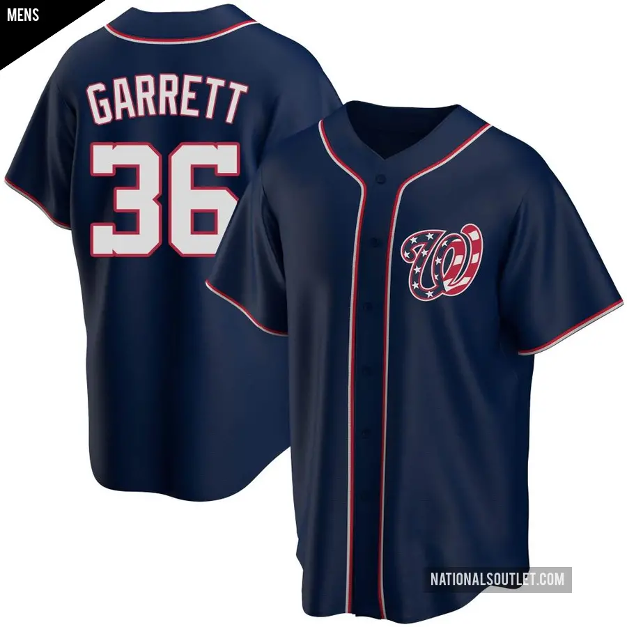Men's Washington Nationals ＃36 Stone Garrett Replica Navy Alternate Team Jersey