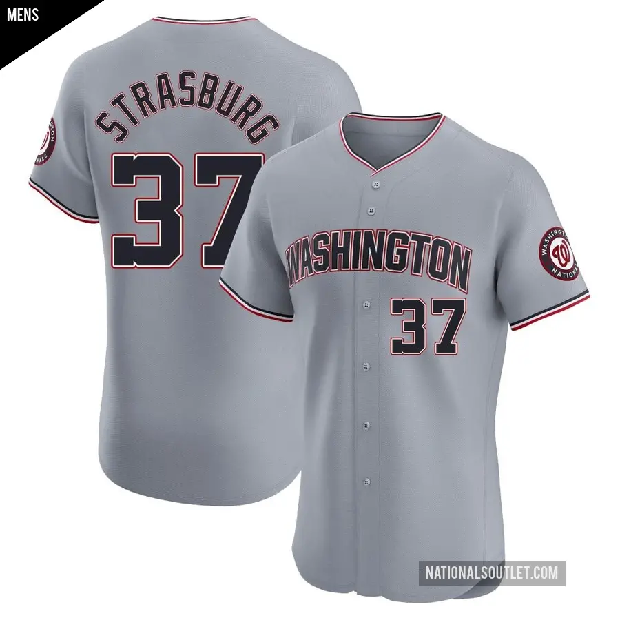 Men's Washington Nationals ＃37 Stephen Strasburg Elite Gray Road Jersey