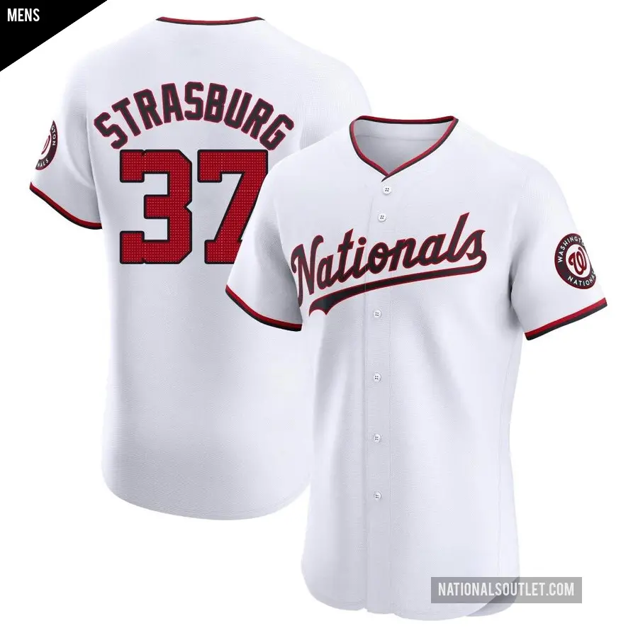 Men's Washington Nationals ＃37 Stephen Strasburg Elite White Home Jersey