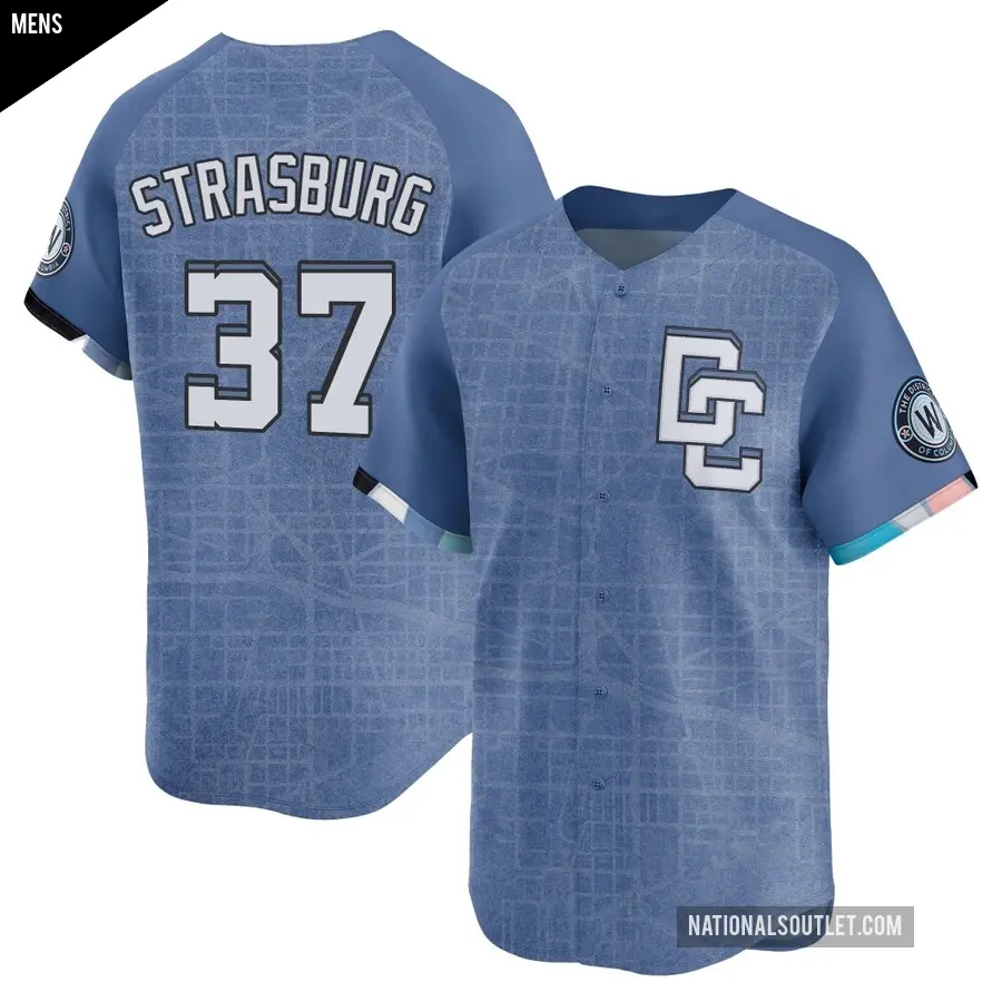 Men's Washington Nationals ＃37 Stephen Strasburg Limited Blue 2025 City Connect Jersey