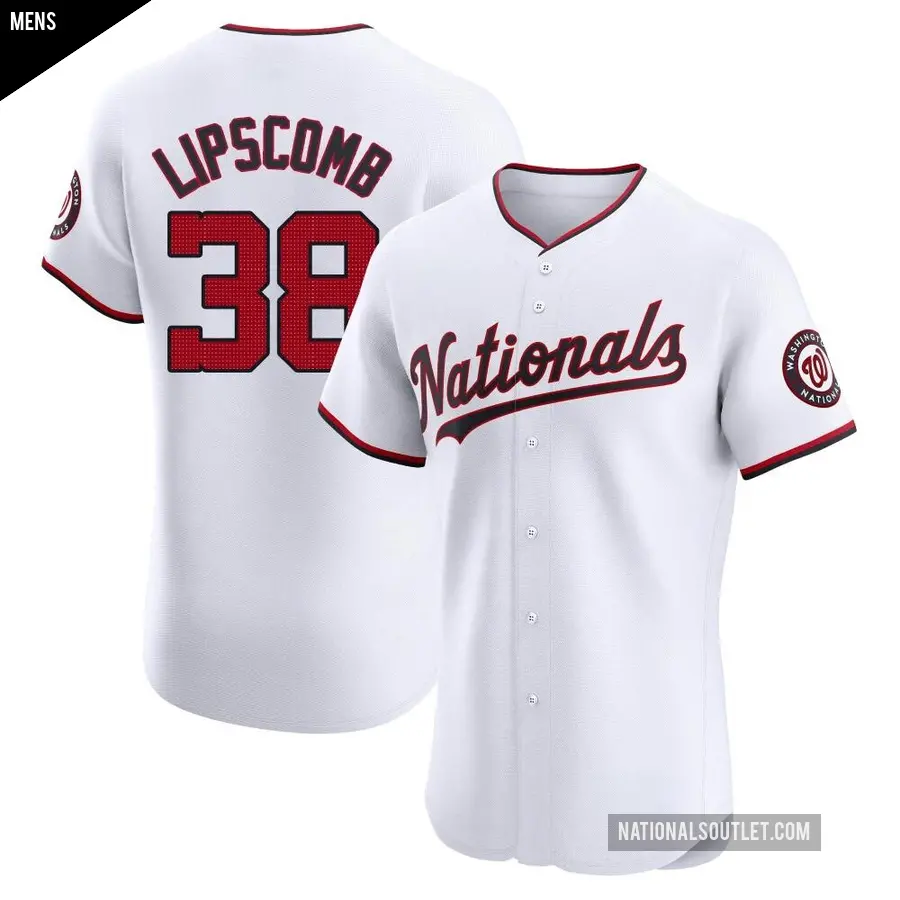 Men's Washington Nationals ＃38 Trey Lipscomb Elite White Home Jersey