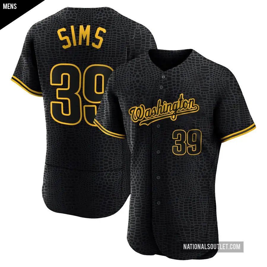 Men's Washington Nationals ＃39 Lucas Sims Authentic Black Snake Skin City Jersey