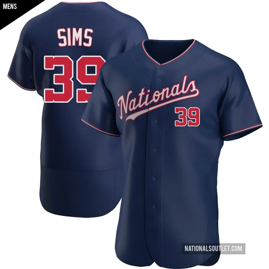 Men's Washington Nationals ＃39 Lucas Sims Authentic Navy Alternate Jersey
