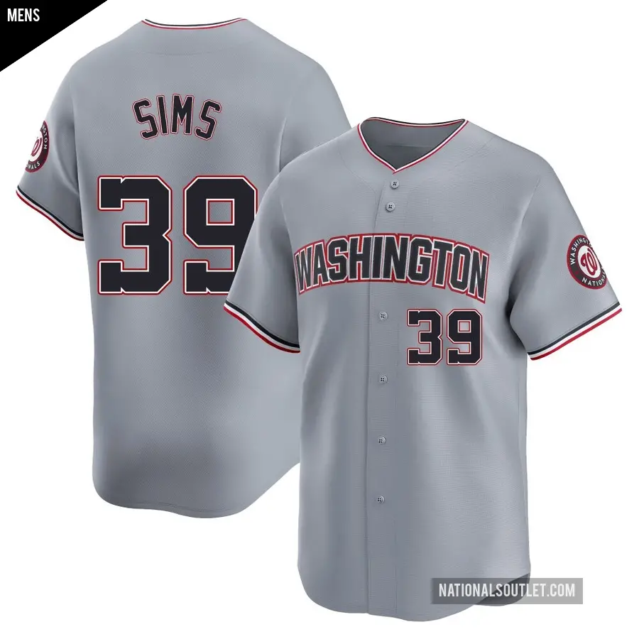 Men's Washington Nationals ＃39 Lucas Sims Limited Gray Road Jersey