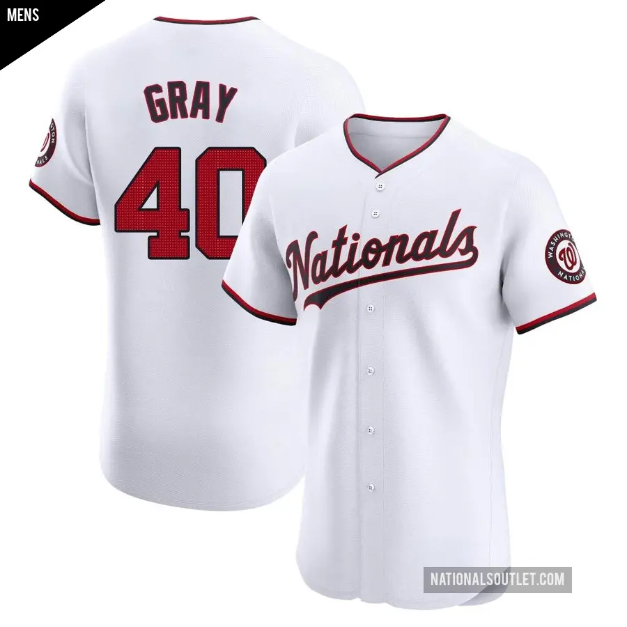 Men's Washington Nationals ＃40 Josiah Gray Elite White Home Jersey
