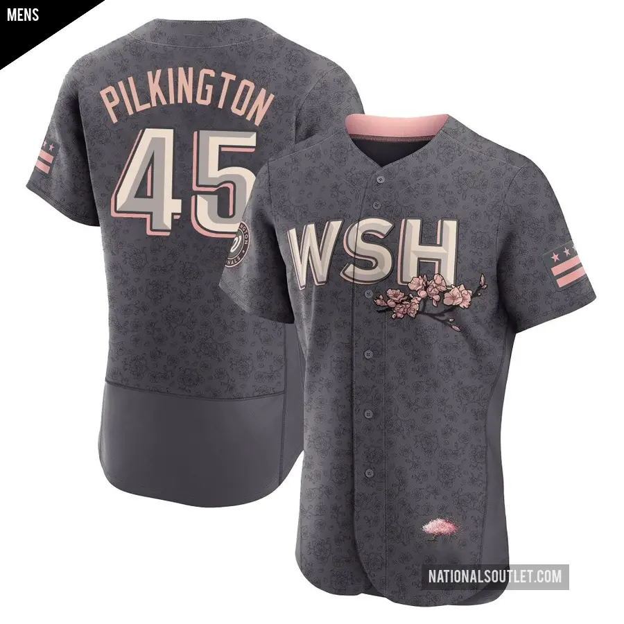 Men's Washington Nationals ＃45 Konnor Pilkington Authentic Gray 2022 City Connect Jersey