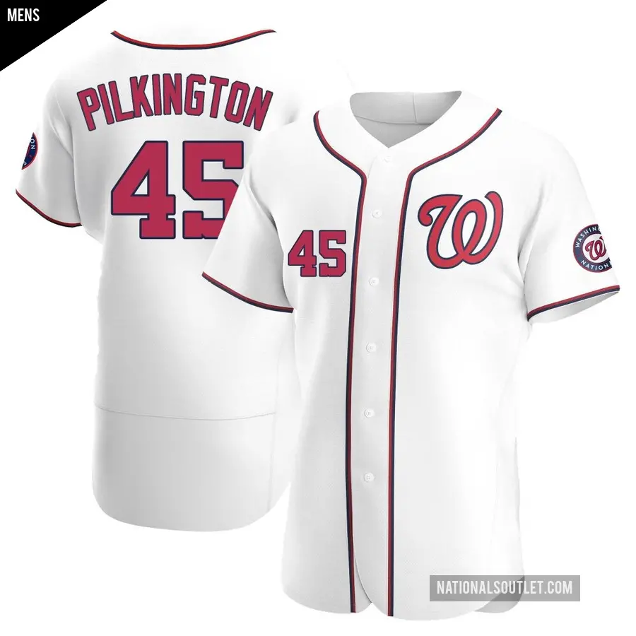 Men's Washington Nationals ＃45 Konnor Pilkington Authentic White Home Jersey