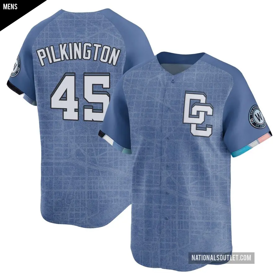 Men's Washington Nationals ＃45 Konnor Pilkington Limited Blue 2025 City Connect Jersey