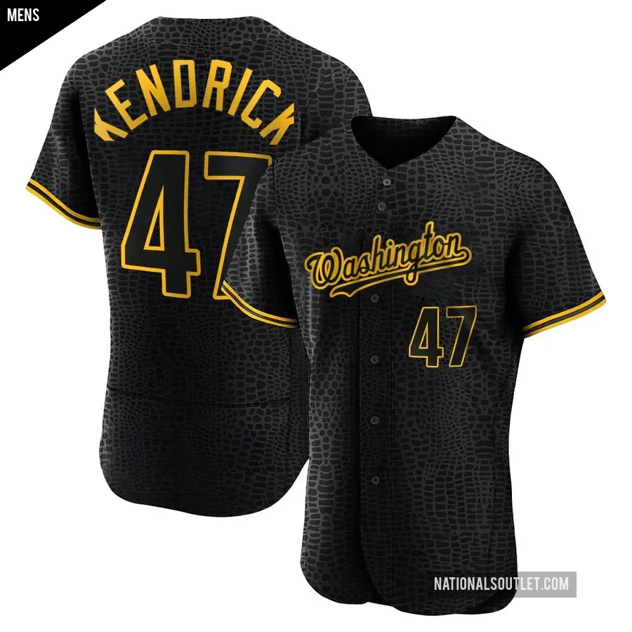 Men's Washington Nationals ＃47 Howie Kendrick Authentic Black Snake Skin City Jersey