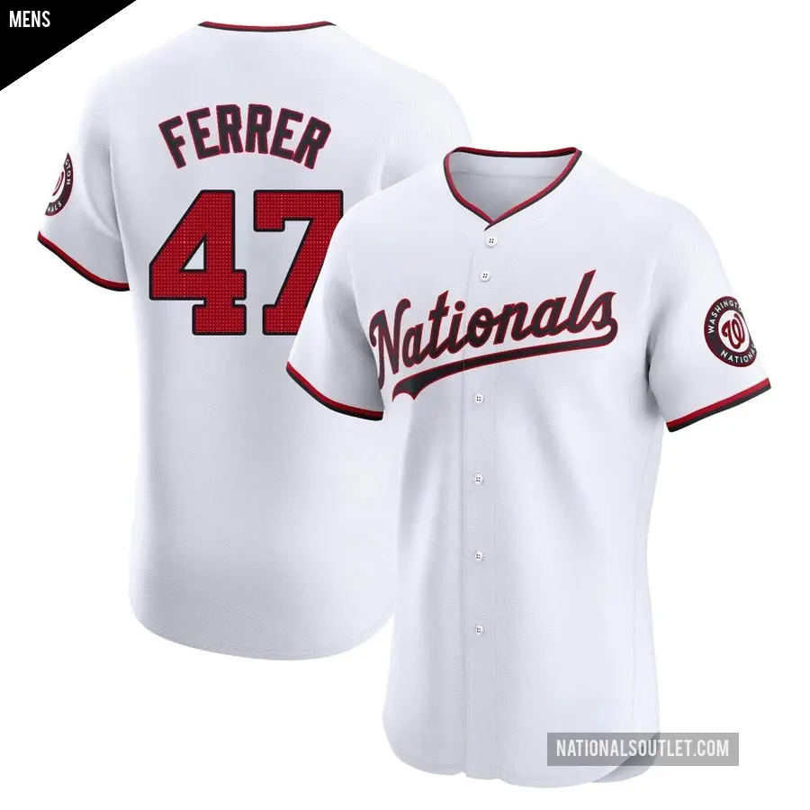 Men's Washington Nationals ＃47 Jose Ferrer Elite White Home Jersey