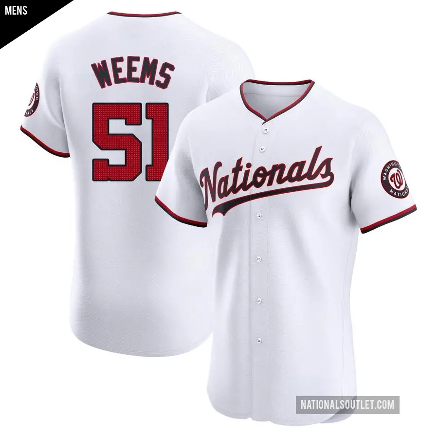 Men's Washington Nationals ＃51 Jordan Weems Elite White Home Jersey