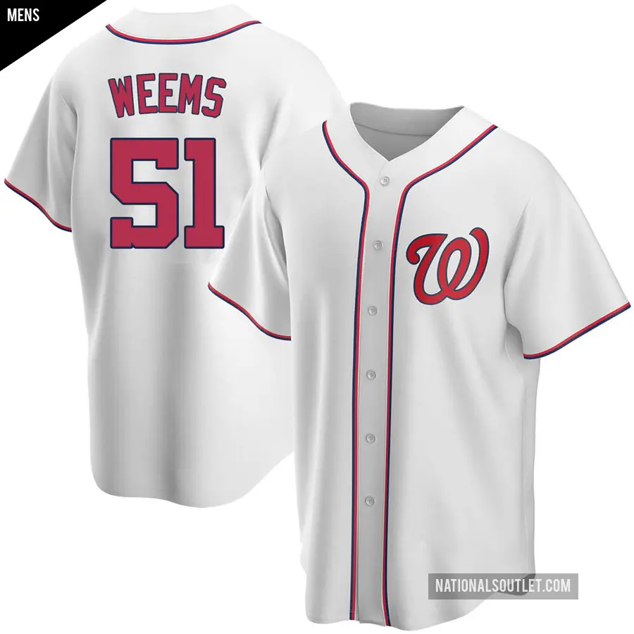 Men's Washington Nationals ＃51 Jordan Weems Replica White Home Jersey