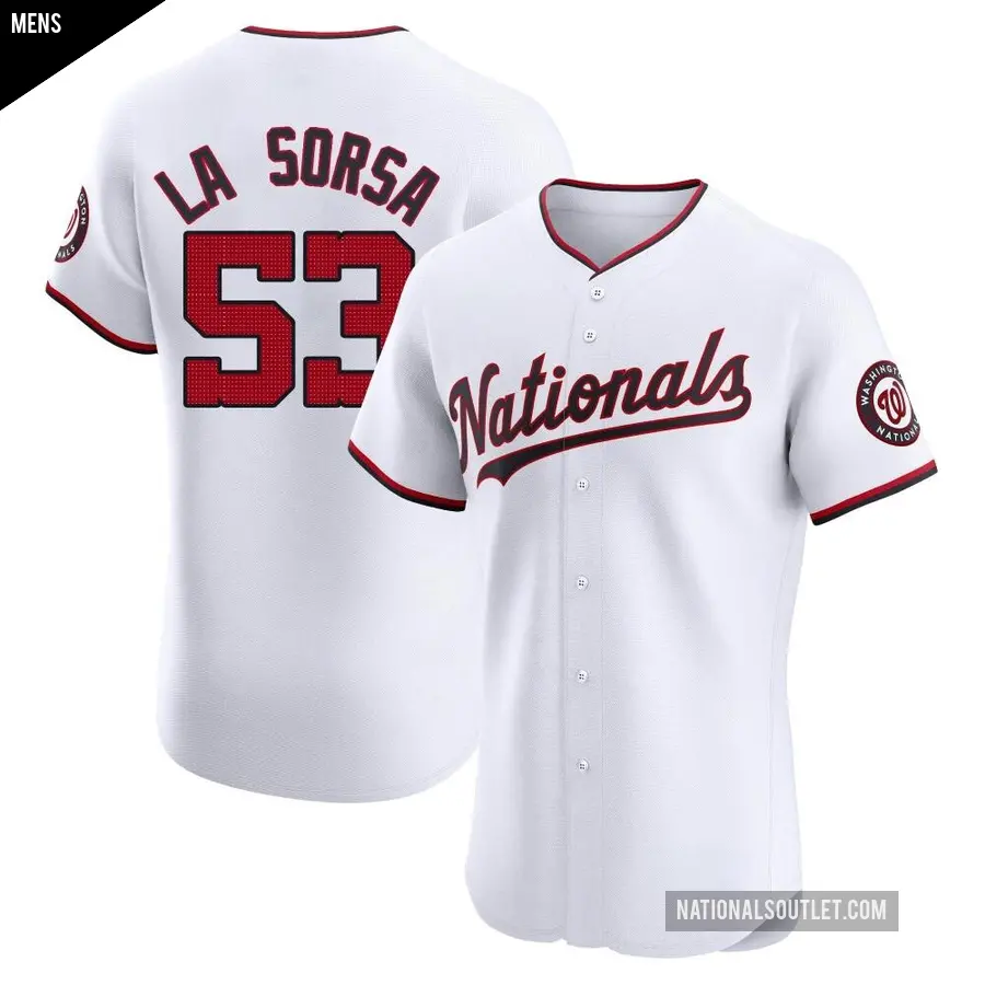 Men's Washington Nationals ＃53 Joe La Sorsa Elite White Home Jersey