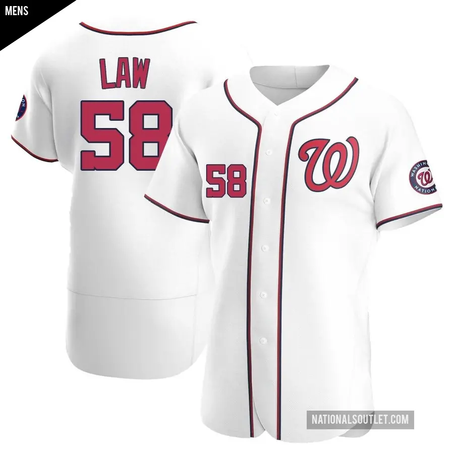 Men's Washington Nationals ＃58 Derek Law Authentic White Home Jersey