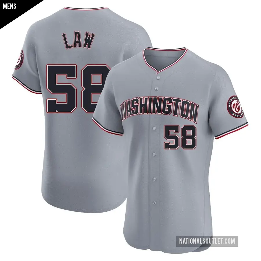 Men's Washington Nationals ＃58 Derek Law Elite Gray Road Jersey