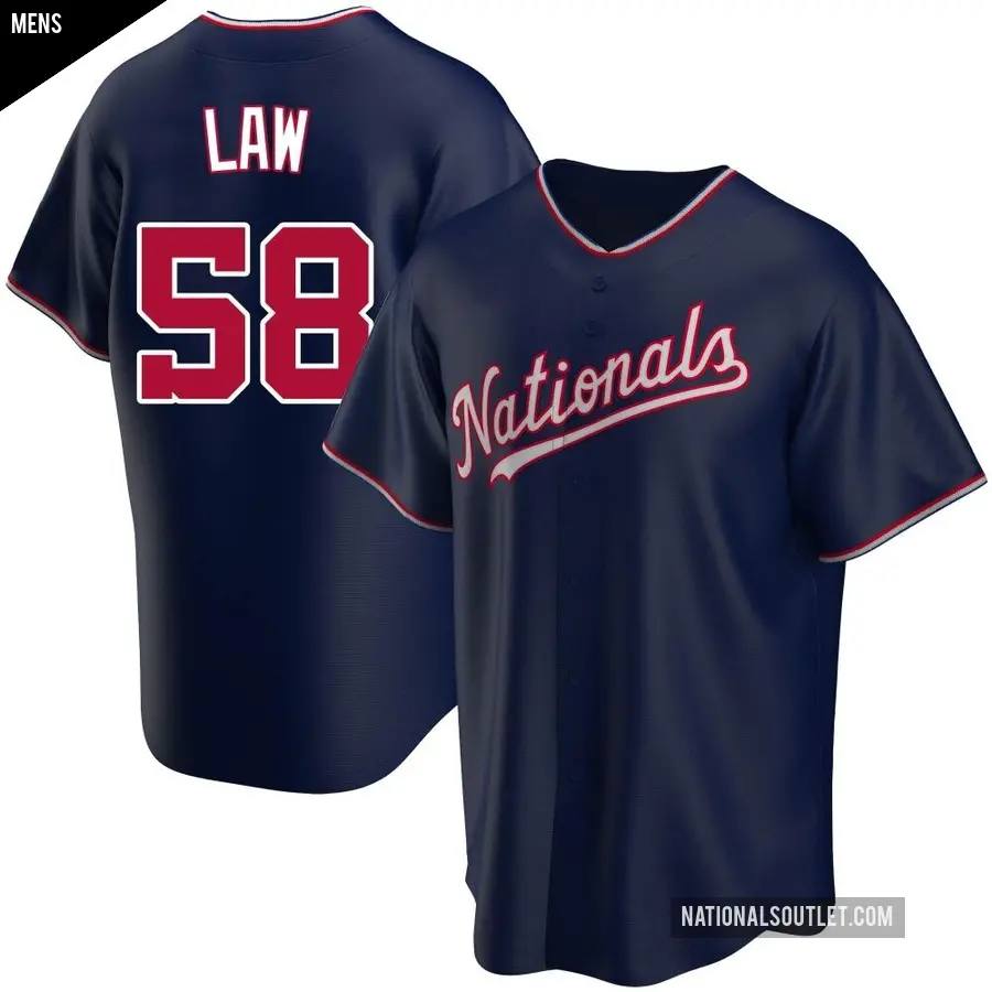 Men's Washington Nationals ＃58 Derek Law Replica Navy Alternate Jersey