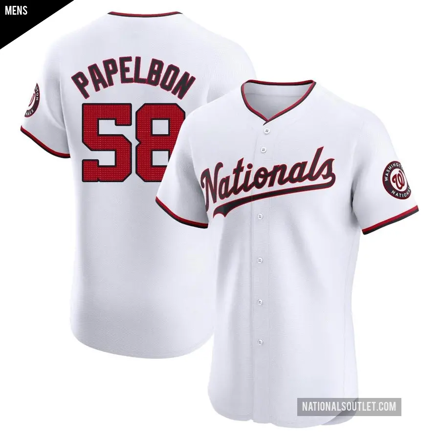 Men's Washington Nationals ＃58 Jonathan Papelbon Elite White Home Jersey