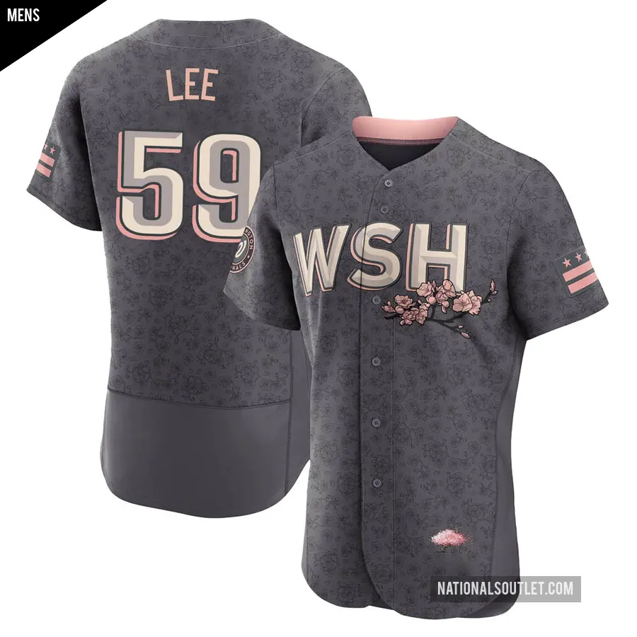 Men's Washington Nationals ＃59 Evan Lee Authentic Gray 2022 City Connect Jersey